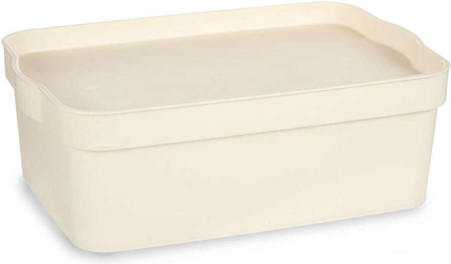 Kipit Opbergbak met Deksel Crème Plastic 6 L 21 5 x 11 x 31 5 cm (12 Stuks)