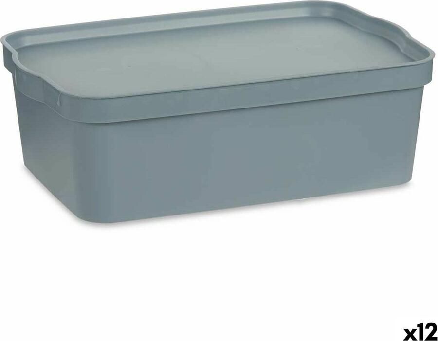 Kipit Opbergbak met Deksel Grijs Plastic 14 L 29 5 x 14 3 x 45 cm (12 Stuks)