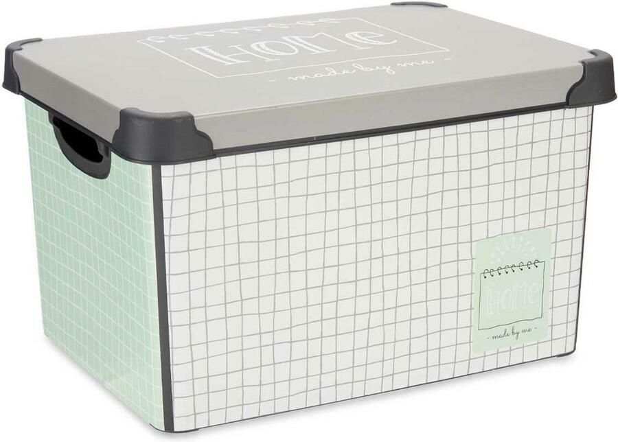 Kipit Opbergbak met Deksel Home Vierkant Grijs Plastic 17 L 28 x 22 x 37 cm (12 Stuks)