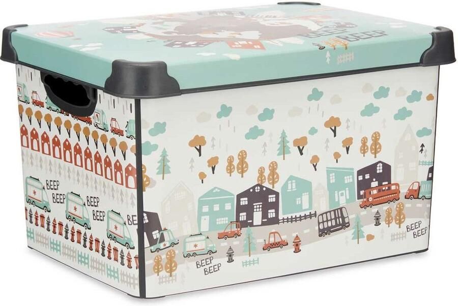 Kipit Opbergbak met Deksel Kinderen Weg 22 L Plastic 29 5 x 23 5 x 39 5 cm (12 Stuks)