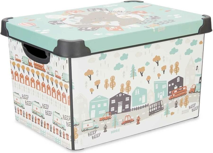 Kipit Opbergbak met Deksel Kinderen Weg Plastic 17 L 27 5 x 22 x 36 5 cm (12 Stuks)