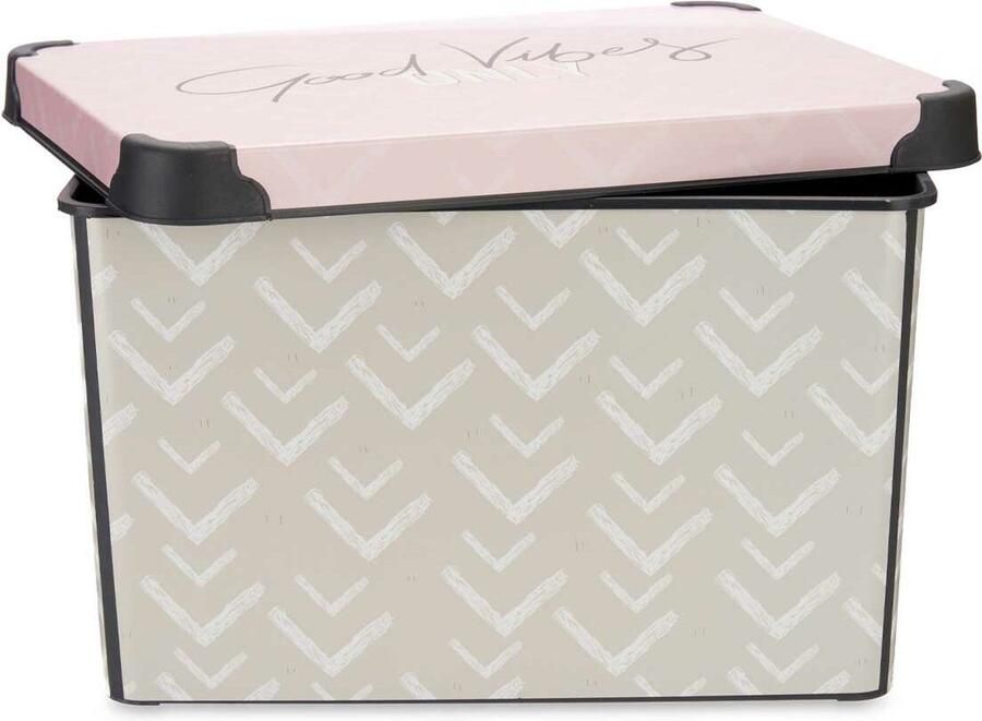 Kipit Opbergbak met Deksel Vibes Pijlen Roze Plastic 17 L 28 x 22 x 37 cm (12 Stuks)