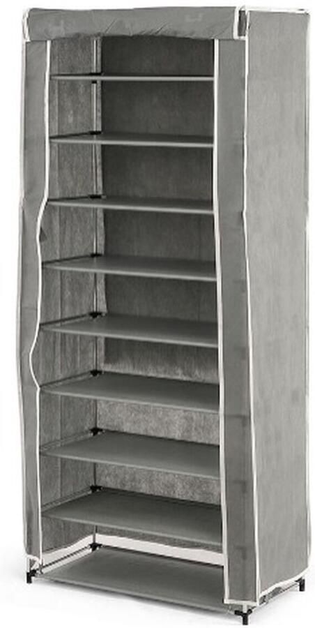 Kipit Schoenenrek Zwart Grijs Stof Plastic 58 x 32 x 157 cm