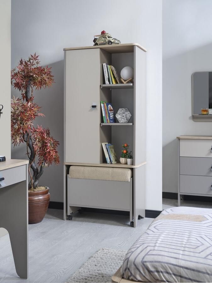 Kirpi Kids Boekenkast+Pouf Atlas collectie