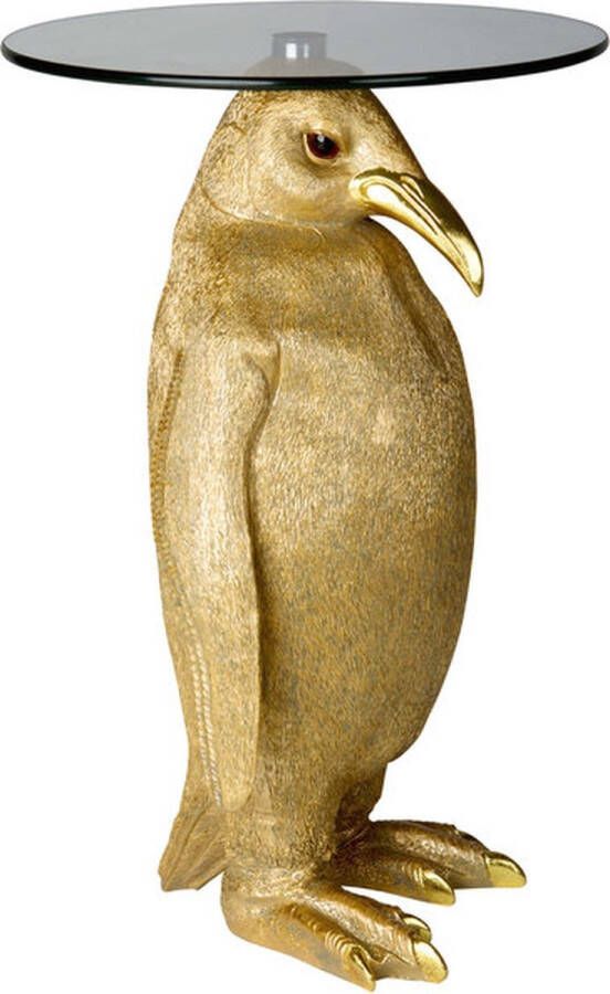 Kitchen Trend Products Bijzettafel pinguin tafelblad van glas 32 x 32 x 49 cm goud