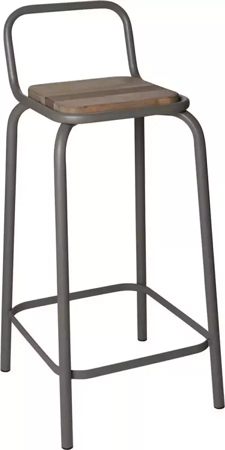 Kitchen Trend Products Barkruk industrieel vintage met leuning taupe onderstel H 72 cm