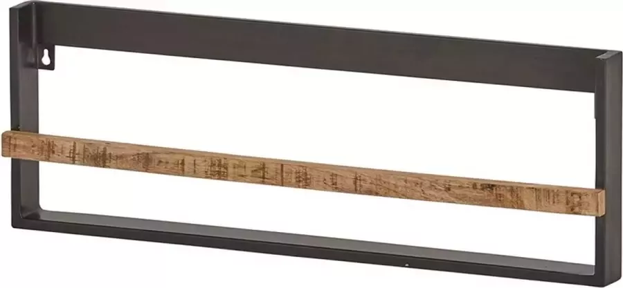 Kitchenluxx Tijdschriftenrek Wandrek Zwart Mangohout Metaal