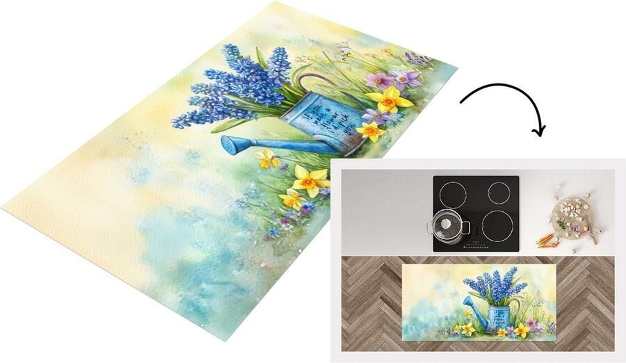KitchenYeah Keukenloper 120x60 cm Keukenmat vinyl Lavendelbloemen Quote Gieter Keukenmatten loper Keuken vloerkleed tapijt