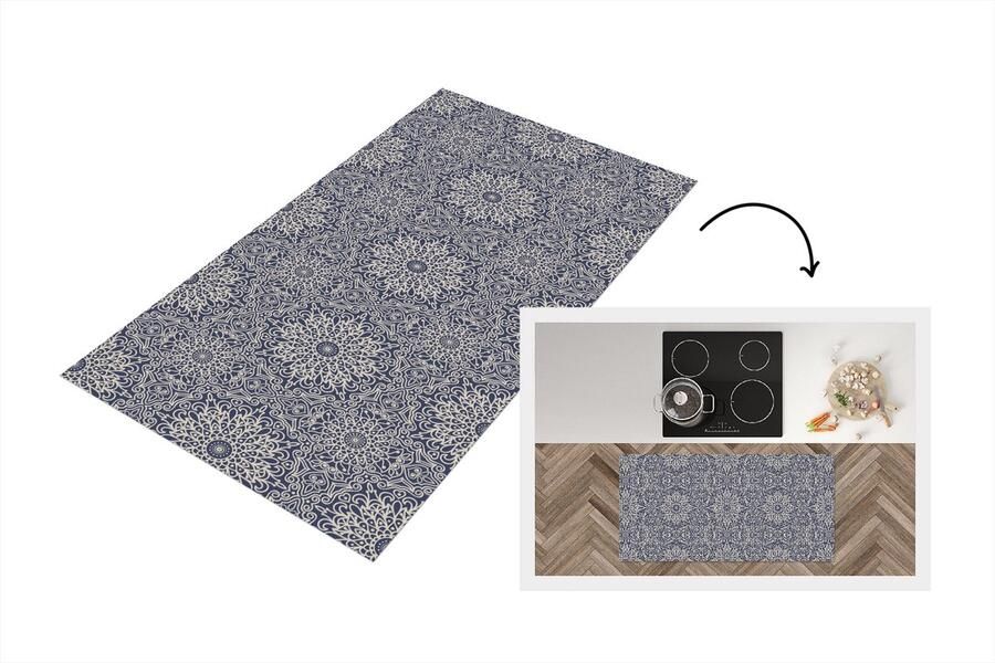 KitchenYeah Keukenloper 120x60 cm Keukenmat vinyl Mandala Bloemen Vintage Patronen Keukenmatten loper Keuken vloerkleed tapijt