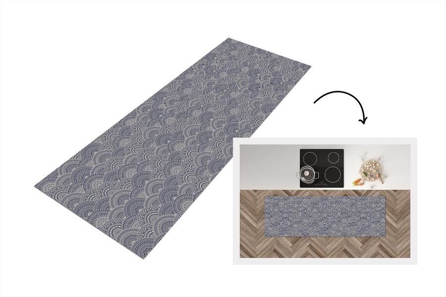 KitchenYeah Keukenloper 180x60 cm Keukenmat vinyl Mandala Patronen Vintage Abstract Japans Keukenmatten loper Keuken vloerkleed tapijt