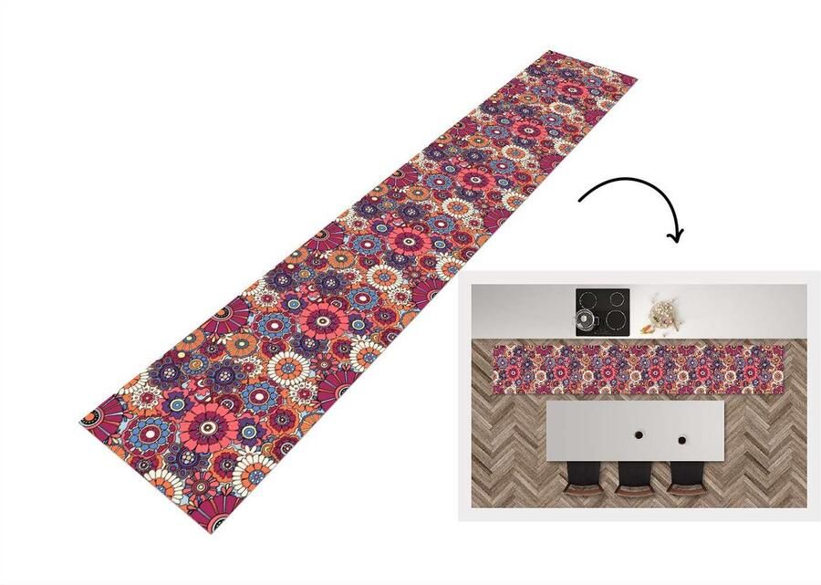 KitchenYeah Keukenloper 300x50 cm Keukenmat vinyl Vintage Patronen Bloemen Planten Keukenmatten loper Keuken vloerkleed tapijt
