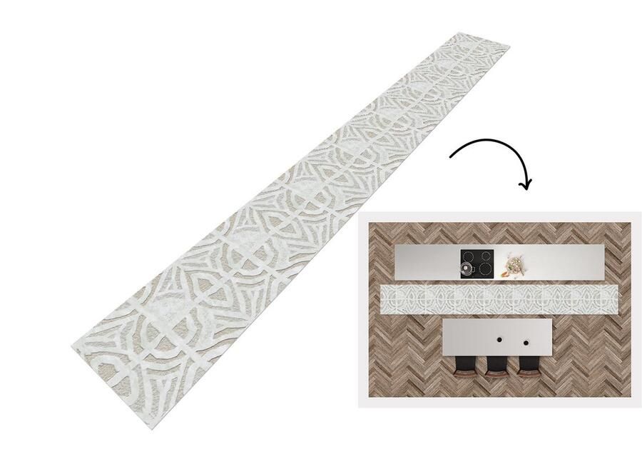 KitchenYeah Keukenloper 400x50 cm Keukenmat vinyl Steen Gips Patroon Keukenmatten loper Keuken vloerkleed tapijt