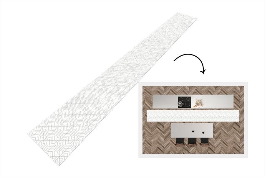 KitchenYeah Keukenloper Keukenmat Abstract Patronen Design Driehoek 400x50 cm Keuken vloerkleed