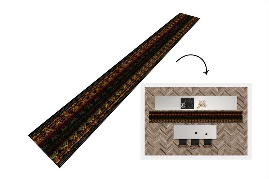 KitchenYeah Keukenloper Keukenmat Afrika Patronen Abstract 480x60 cm Keuken vloerkleed