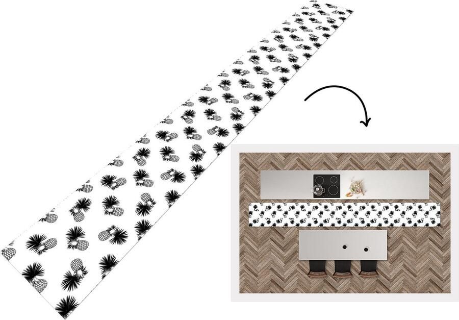 KitchenYeah Keukenloper Keukenmat Ananas Patronen Jungle 400x50 cm Keuken vloerkleed