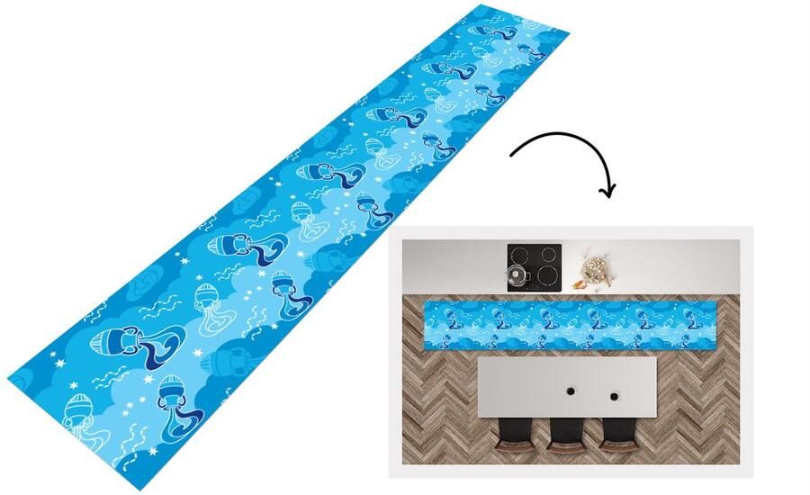 KitchenYeah Keukenloper Keukenmat Aquarius Design Zodiac 360x60 cm Keuken vloerkleed