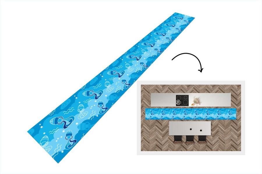 KitchenYeah Keukenloper Keukenmat Aquarius Design Zodiac 400x50 cm Keuken vloerkleed
