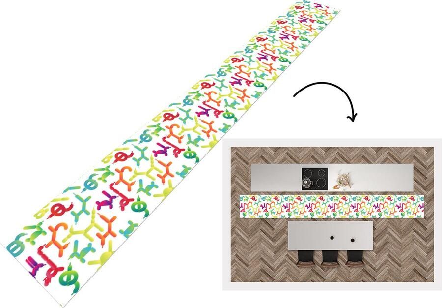 KitchenYeah Keukenloper Keukenmat Ballon Patronen Dieren 480x60 cm Keuken vloerkleed
