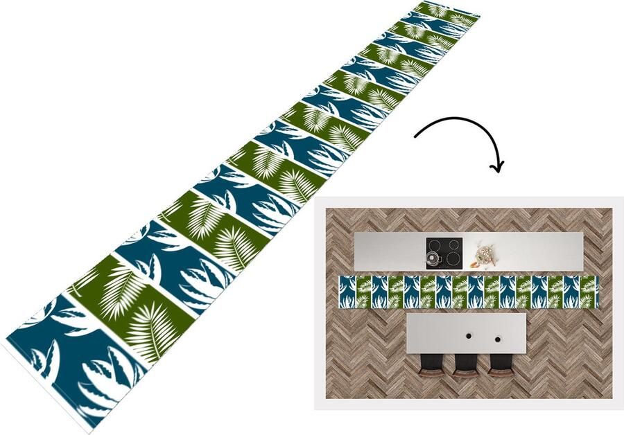 KitchenYeah Keukenloper Keukenmat Bladeren Tropisch Design Hawaii 480x60 cm Keuken vloerkleed