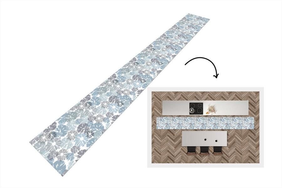 KitchenYeah Keukenloper Keukenmat Bloemen Abstract Patroon 480x60 cm Keuken vloerkleed