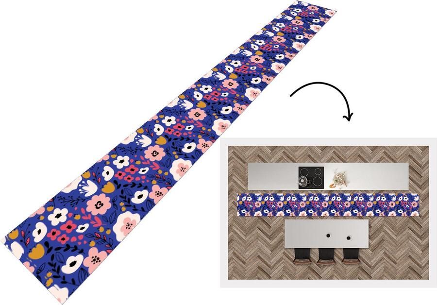 KitchenYeah Keukenloper Keukenmat Bloemen Bladeren Patronen 480x60 cm Keuken vloerkleed