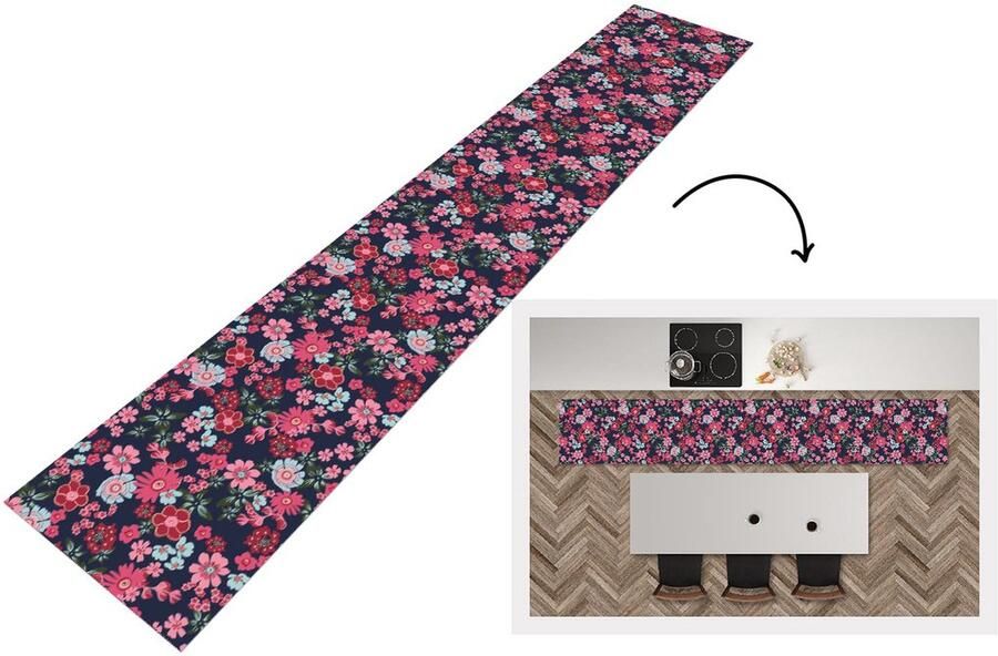 KitchenYeah Keukenloper Keukenmat Bloemen Flora Roze Bloesem Patronen 360x60 cm Keuken vloerkleed