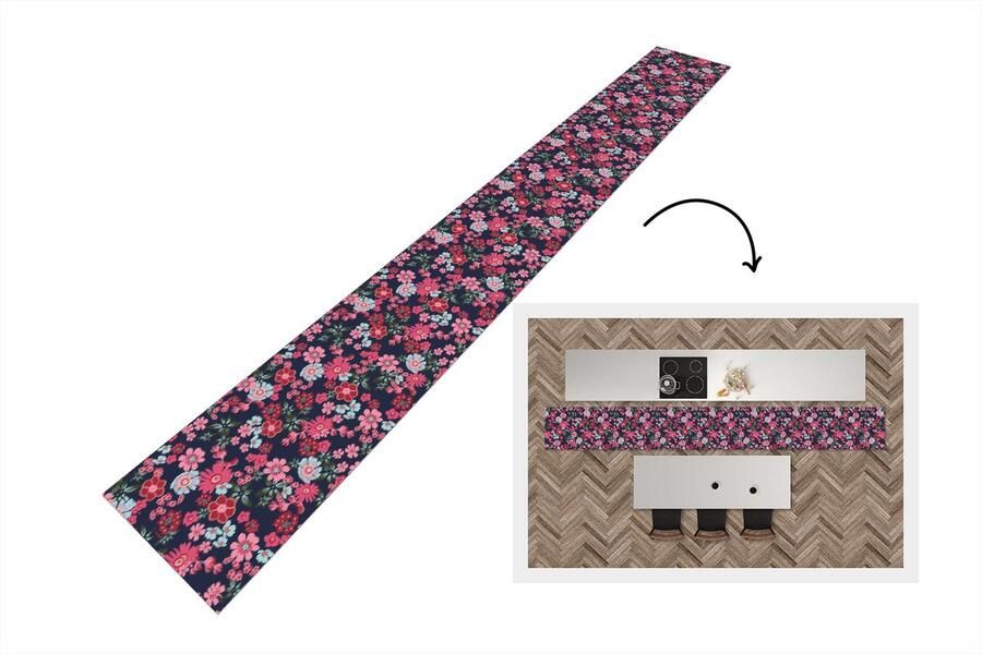 KitchenYeah Keukenloper Keukenmat Bloemen Flora Roze Bloesem Patronen 480x60 cm Keuken vloerkleed