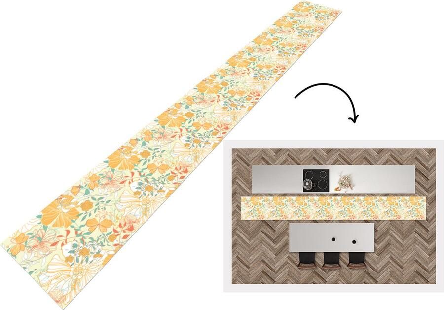 KitchenYeah Keukenloper Keukenmat Bloemen Patronen Vlinders 480x60 cm Keuken vloerkleed