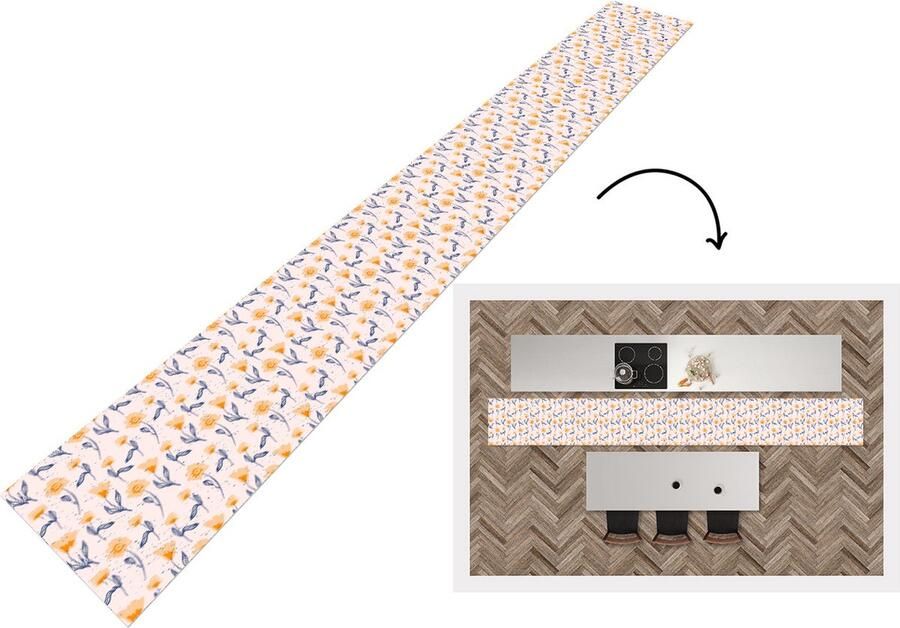 KitchenYeah Keukenloper Keukenmat Bloemen Patronen Zomer 400x50 cm Keuken vloerkleed