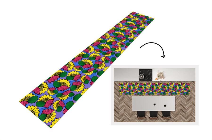 KitchenYeah Keukenloper Keukenmat Bloemen Patroon Afrika 360x60 cm Keuken vloerkleed