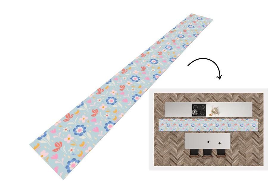 KitchenYeah Keukenloper Keukenmat Bloemen Planten Patroon 480x60 cm Keuken vloerkleed