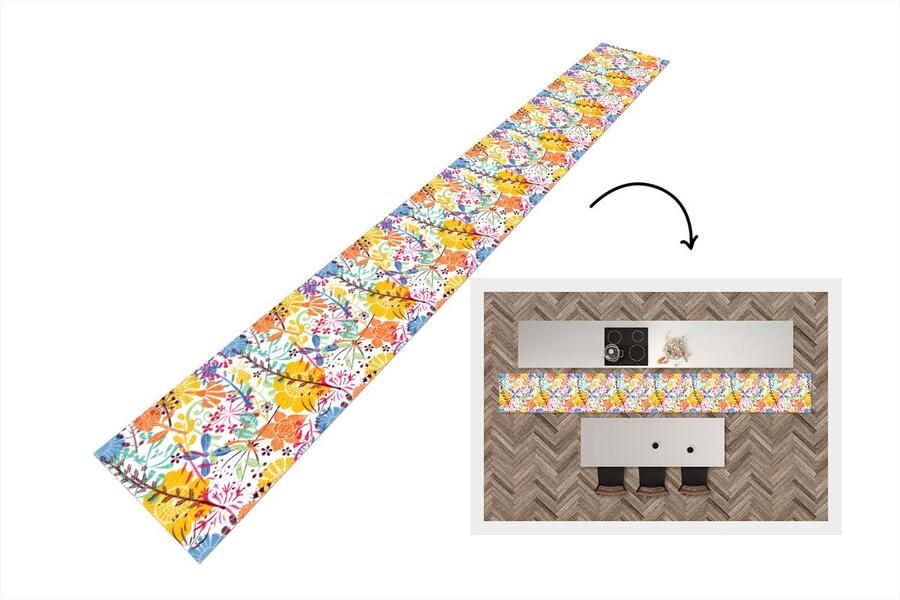 KitchenYeah Keukenloper Keukenmat Bloemen Planten Regenboog Patronen 400x50 cm Keuken vloerkleed