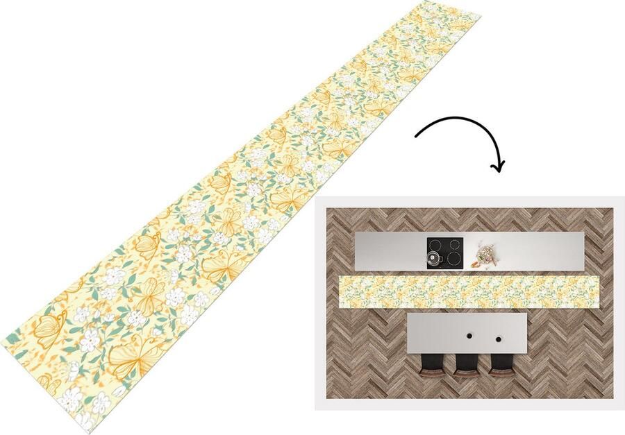 KitchenYeah Keukenloper Keukenmat Bloemen Zomer Patronen 400x50 cm Keuken vloerkleed