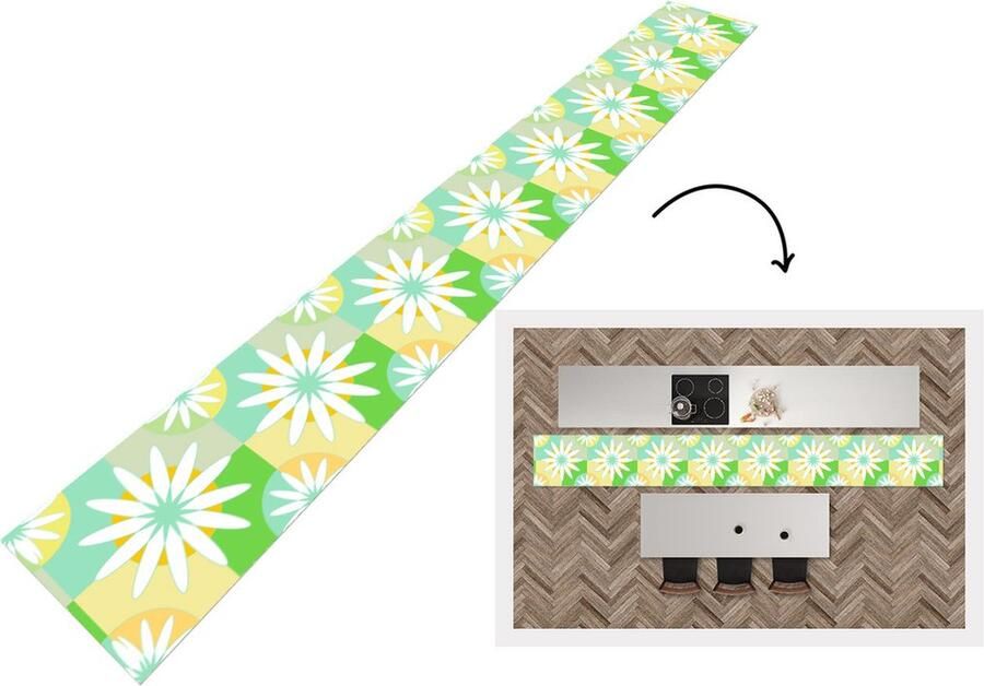 KitchenYeah Keukenloper Keukenmat Bloemen Zomer Patronen 480x60 cm Keuken vloerkleed