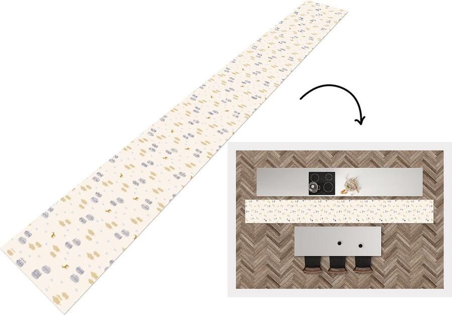 KitchenYeah Keukenloper Keukenmat Bos Abstract Winter Patronen 480x60 cm Keuken vloerkleed
