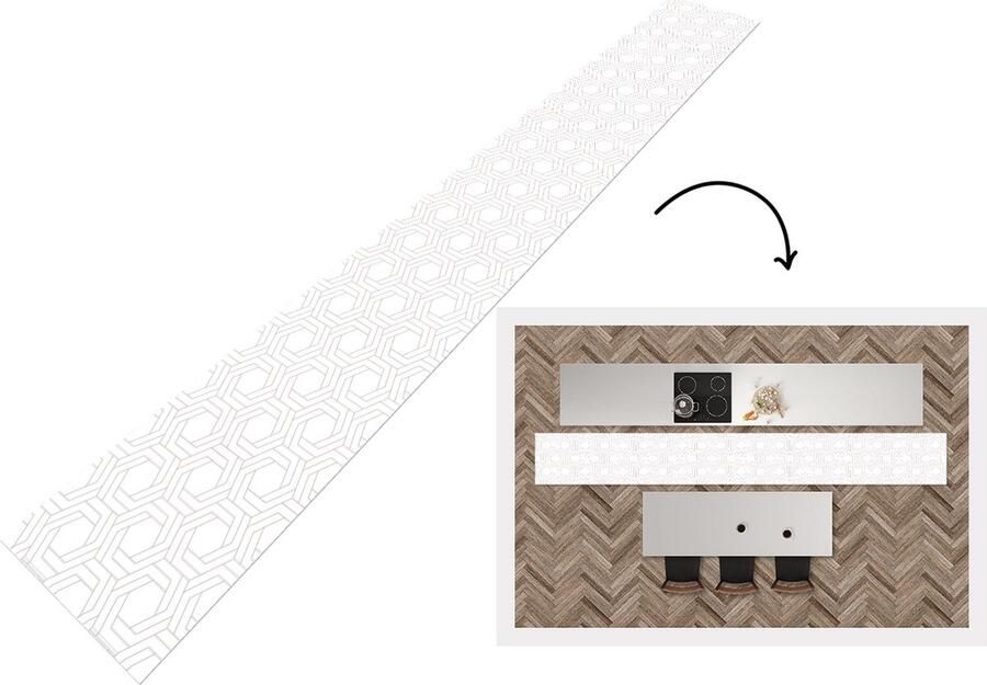 KitchenYeah Keukenloper Keukenmat Design Geometrie Patronen Abstract 480x60 cm Keuken vloerkleed