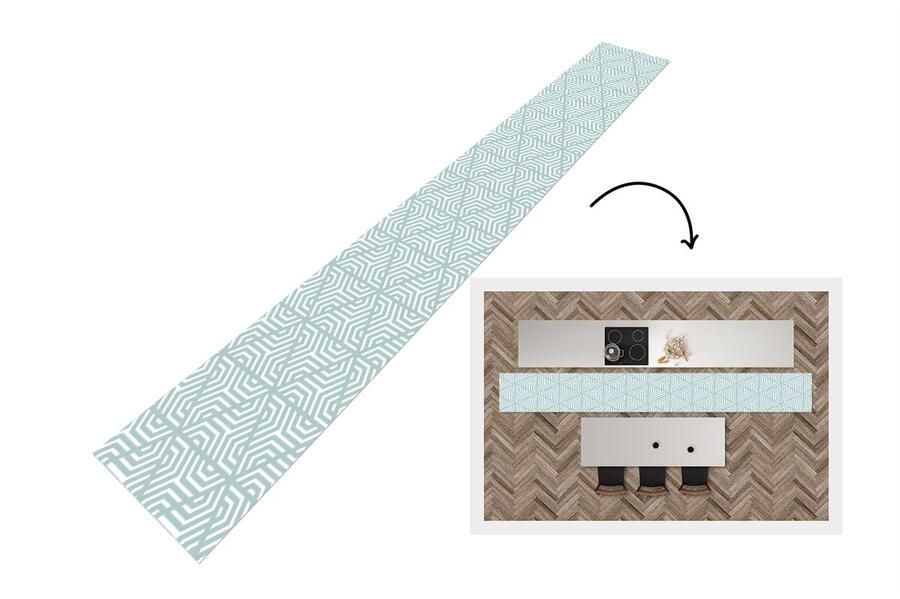 KitchenYeah Keukenloper Keukenmat Design Geometrie Patroon Driehoek 400x50 cm Keuken vloerkleed