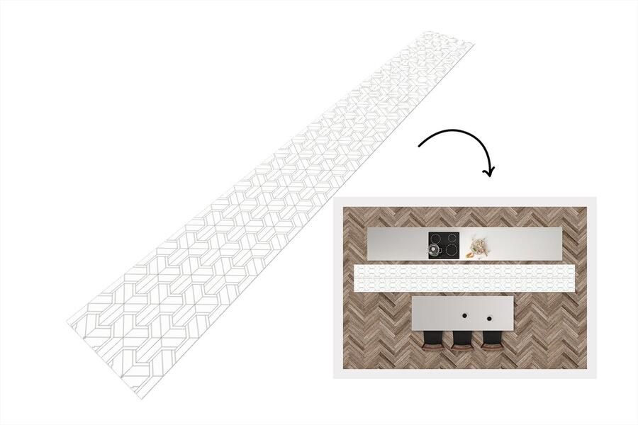 KitchenYeah Keukenloper Keukenmat Design Geometrie Patroon Lijn 400x50 cm Keuken vloerkleed