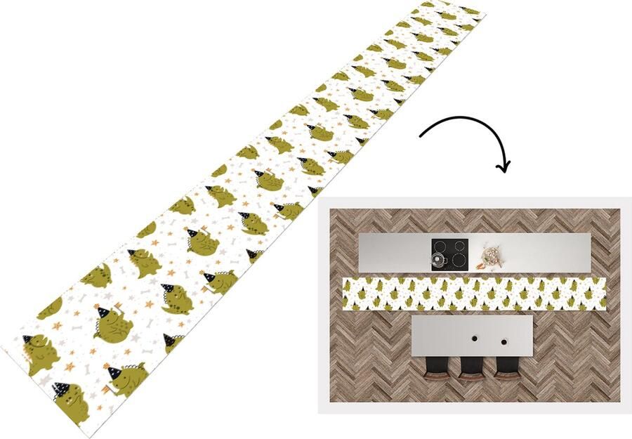 KitchenYeah Keukenloper Keukenmat Design Jongens Draak Kinderen 480x60 cm Keuken vloerkleed
