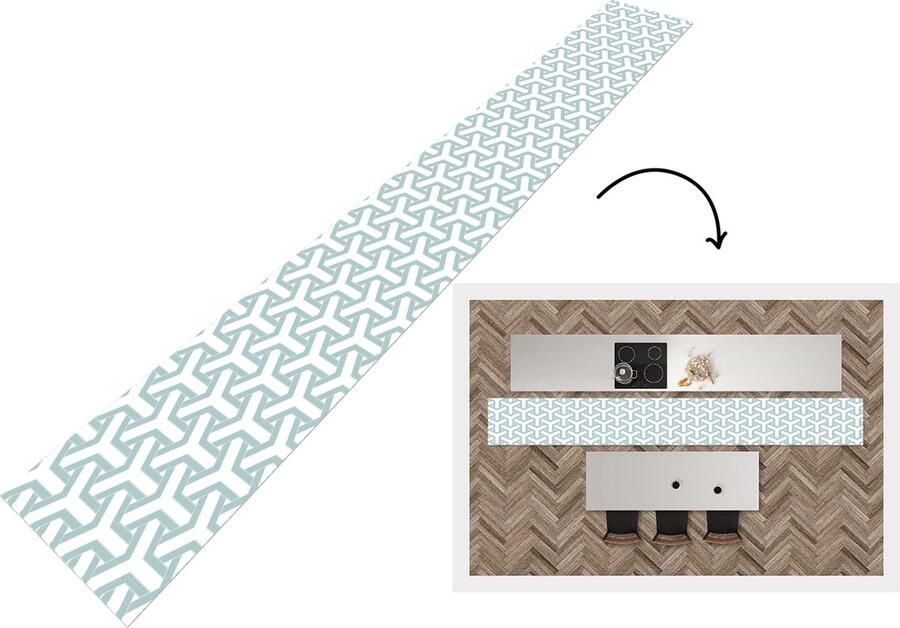 KitchenYeah Keukenloper Keukenmat Design Lijn Patroon 400x50 cm Keuken vloerkleed