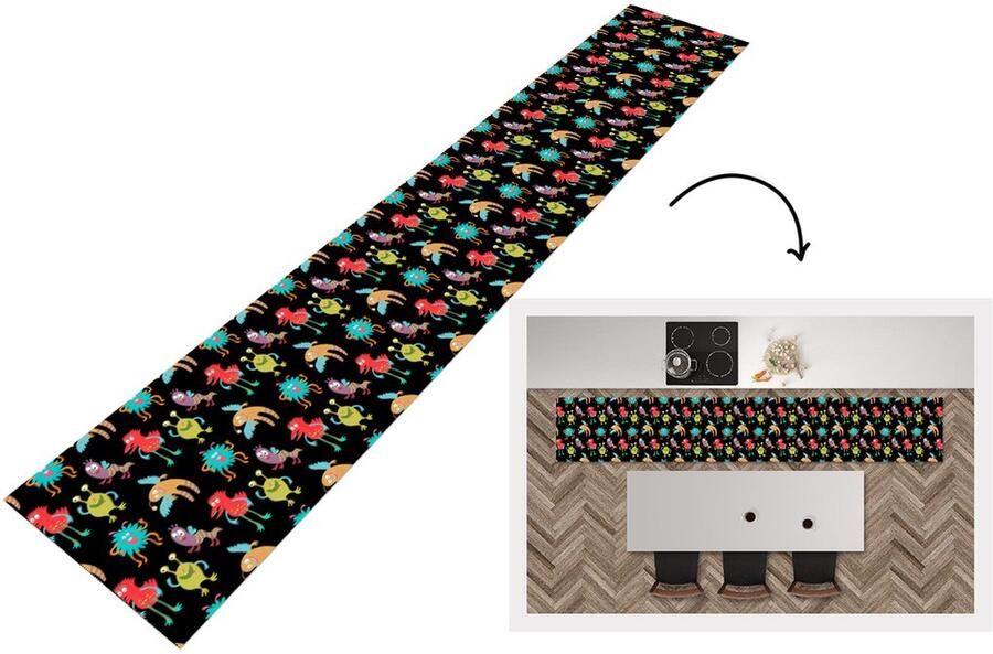 KitchenYeah Keukenloper Loper keuken Design Monster Kinderen Kleur 300x50 cm Keukenloper vinyl