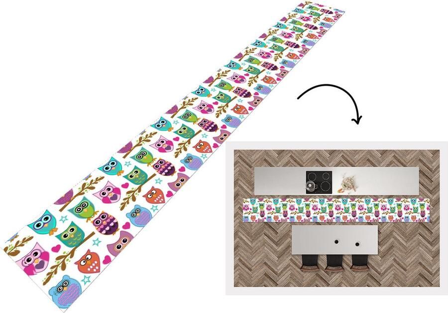 KitchenYeah Keukenloper Keukenmat Design Uilen Dieren 480x60 cm Keuken vloerkleed