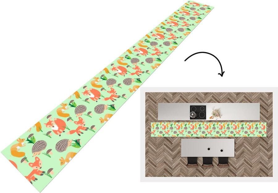 KitchenYeah Keukenloper Keukenmat Dieren Patronen Egel 480x60 cm Keuken vloerkleed