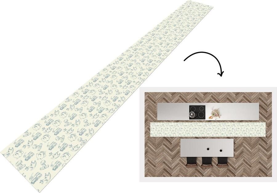 KitchenYeah Keukenloper Keukenmat Dieren Speelgoed Patroon 400x50 cm Keuken vloerkleed