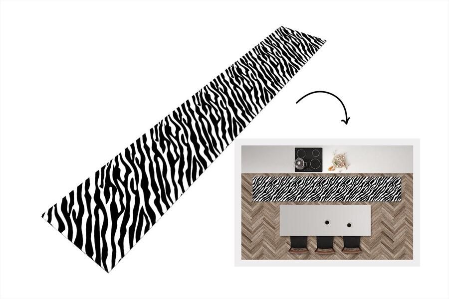 KitchenYeah Keukenloper Keukenmat Dieren Zebra Design 360x60 cm Keuken vloerkleed