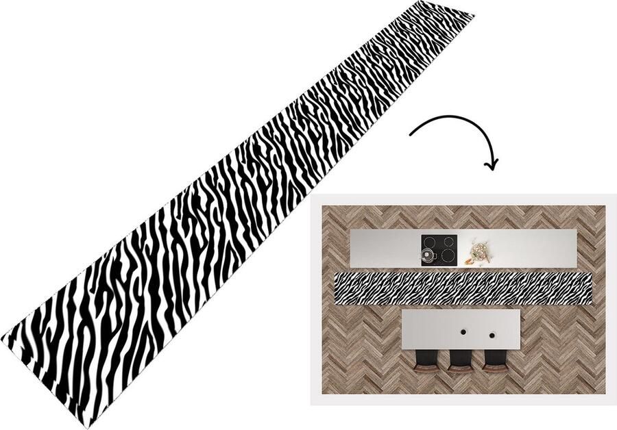 KitchenYeah Keukenloper Keukenmat Dieren Zebra Design 480x60 cm Keuken vloerkleed