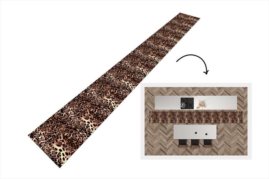 KitchenYeah Keukenloper Keukenmat Dierenprint Luipaard Design Luxe 480x60 cm Keuken vloerkleed