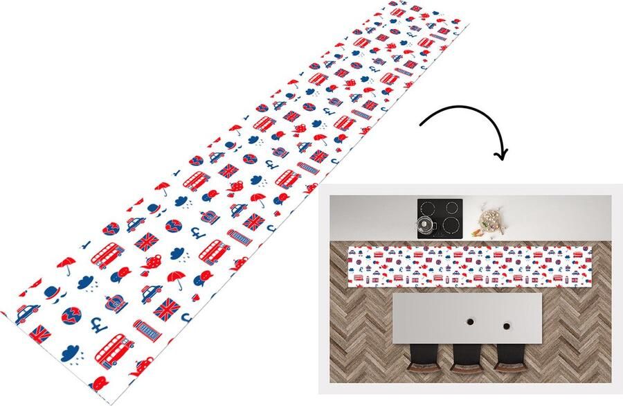 KitchenYeah Keukenloper Keukenmat Engeland Patronen Londen 360x60 cm Keuken vloerkleed