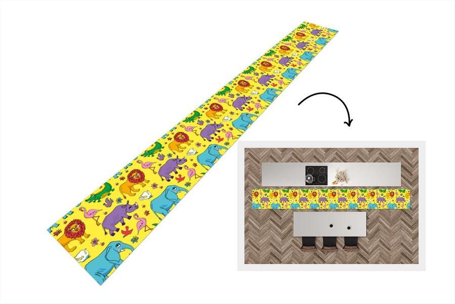 KitchenYeah Keukenloper Keukenmat Flamingo Dieren Patroon 400x50 cm Keuken vloerkleed
