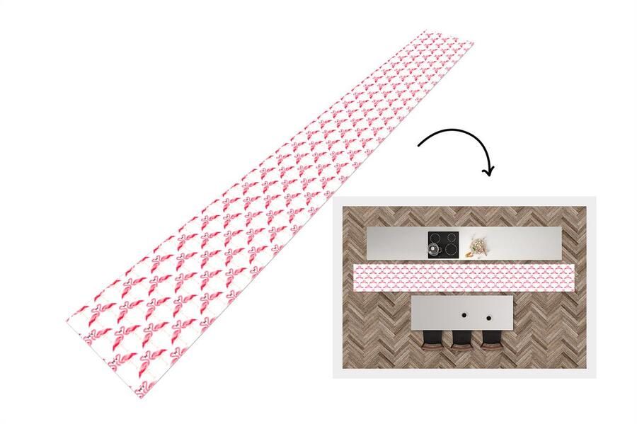 KitchenYeah Keukenloper Keukenmat Flamingo Patronen Roze Jungle 480x60 cm Keuken vloerkleed